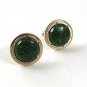 Vintage Goldtone & Green Cufflinks By HICKOK USA 6117