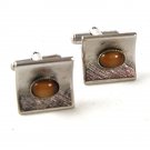 Vintage Silver Tone & Tiger Eye Cufflinks 11516