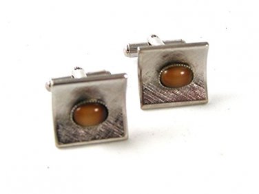 Vintage Silver Tone & Tiger Eye Cufflinks 11516