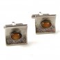Vintage Silver Tone & Tiger Eye Cufflinks 11516