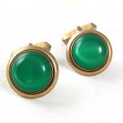 Vintage Goldtone & Green Cufflinks By SWANK 6217
