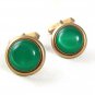 Vintage Goldtone & Green Cufflinks By SWANK 6217