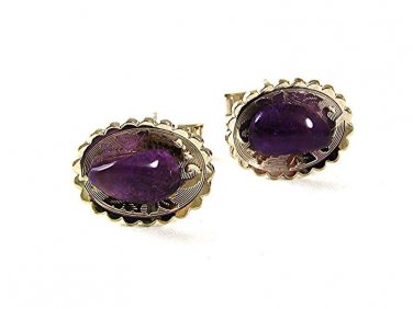 Vintage Silvertone & Amythest Cufflinks 6117