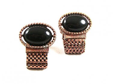 Vintage 1970's Goldtone & Black Wrap Around Cufflinks 101817