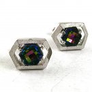 Vintage Silvertone Watermelon Green Cufflinks By SWANK 101217