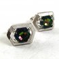 Vintage Silvertone Watermelon Green Cufflinks By SWANK 101217