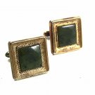 Vintage Sterling Silver & Green Jadite Cufflinks By S In Shield 12617