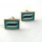 Vintage Silvertone Blue Black White Cufflinks Marked METAL PAT 1144883 61217