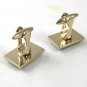 Vintage Silvertone Blue Black White Cufflinks Marked METAL PAT 1144883 61217