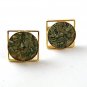 Vintage Gold Tone & Green Cufflinks 1217