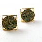 Vintage Gold Tone & Green Cufflinks 1217