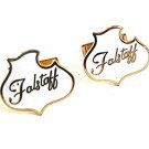 Vintage Goldtone & White Falstaff Beer Cufflinks 81517