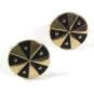 Vintage Gold Tone & Black Round Cufflinks Unbranded 52316