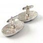 Vintage Silver Tone Blue White Delft Dutch Windmill Cufflinks 102716