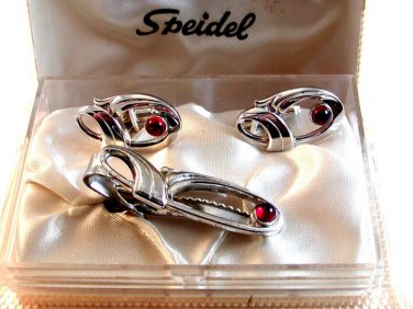 Vintage Speidel Cufflinks & Tie Clasp MIB