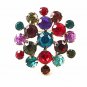 Vintage Silver Tone Rainbow of Colors Rhinestones Brooch 121216