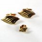 Vintage Gold Tone Cufflinks & Tie Tac By SWANK 6816
