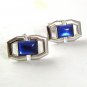 Vintage Silvertone & Blue Cufflinks By ANSON PAT. PEND. 6217