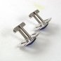 Vintage Silvertone & Blue Cufflinks By ANSON PAT. PEND. 6217