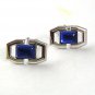 Vintage Silvertone & Blue Cufflinks By ANSON PAT. PEND. 6217