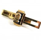 1930's - 50's Goldtone White Black Greek Roman Warriior Tie Clasp 10217
