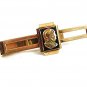 1930's - 50's Goldtone White Black Greek Roman Warriior Tie Clasp 10217