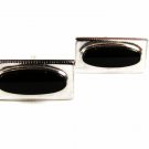 Silvertone & Black Cufflinks Unbranded 3716