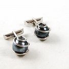 1980's Silver Tone Faux Gray Pearls Cufflinks 93016