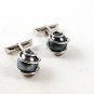 1980's Silver Tone Faux Gray Pearls Cufflinks 93016