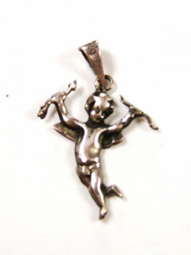 Sterling Silver Cupid W Arrow & Bow Pendant Unbranded Made In Mexico 10715