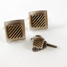 Vintage Silver Tone & Gold Tone Cufflinks & Tie Tac 102716