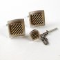 Vintage Silver Tone & Gold Tone Cufflinks & Tie Tac 102716