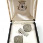 Vintage Silvertone Cufflinks & Tie Clasp In Box By PIONEER 61217