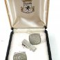 Vintage Silvertone Cufflinks & Tie Clasp In Box By PIONEER 61217
