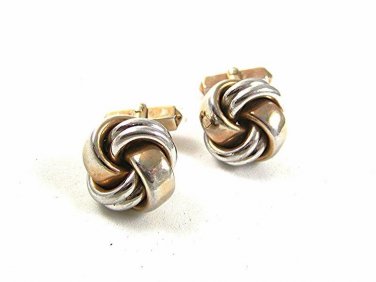 1970's Gold Tone & Silver Tone Large Knot Cufflinks By SWANK 2117
