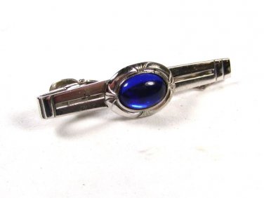 1950's Silvertone & Blue Tie Clasp Unbranded.101615