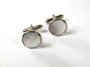 Silver Tone & Mother of pearl Cufflinks Unbranded 8116