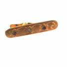 Victorian Goldtone Red Clear Rhinestone Flowers Tie Clasp Unbranded 32916