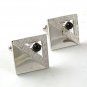 Vintage Silver Tone & Black Cufflinks 1217