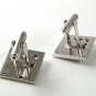 Vintage Silver Tone & Black Cufflinks 1217
