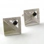 Vintage Silver Tone & Black Cufflinks 1217