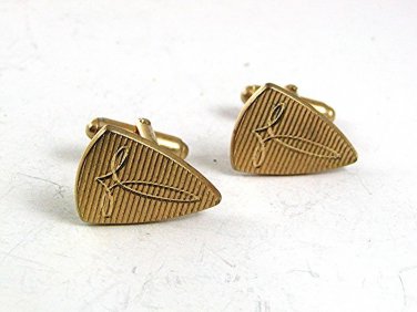 Odd Vintage Goldtone Shield Cufflinks By ANSON 102317