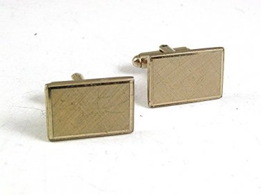 Vintage Brushed Goldtone Cufflinks By SHIELD 102817