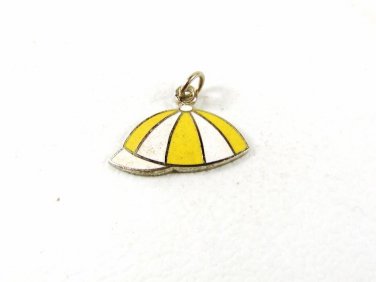 1960's Beanie Yellow & White Enamel Charm by KINNEY 32116