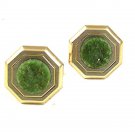 Vintage Goldtone Green Cufflinks 52417