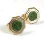 Vintage Goldtone Green Cufflinks 52417