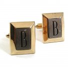 Vintage Silvertone Goldtone Initial / Letter B Cufflinks By SWANK 101717