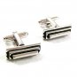 Silver Tone & Black Dress Cufflinks 12617aa