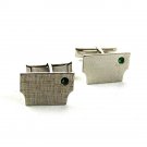 Petit Silver Tone & Green Rhinestone Cufflinks 22717
