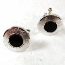Silvertone & Black Cufflinks By D w Fleur De Lis In Center 32616